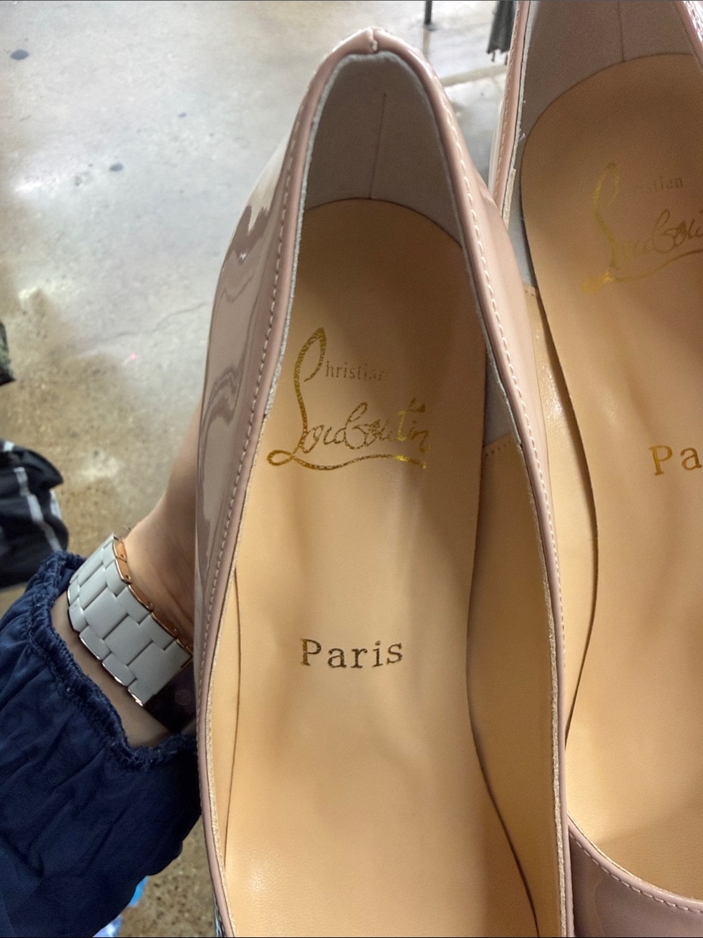 Christian Louboutin Patent Ballet Flats in Nude Pink